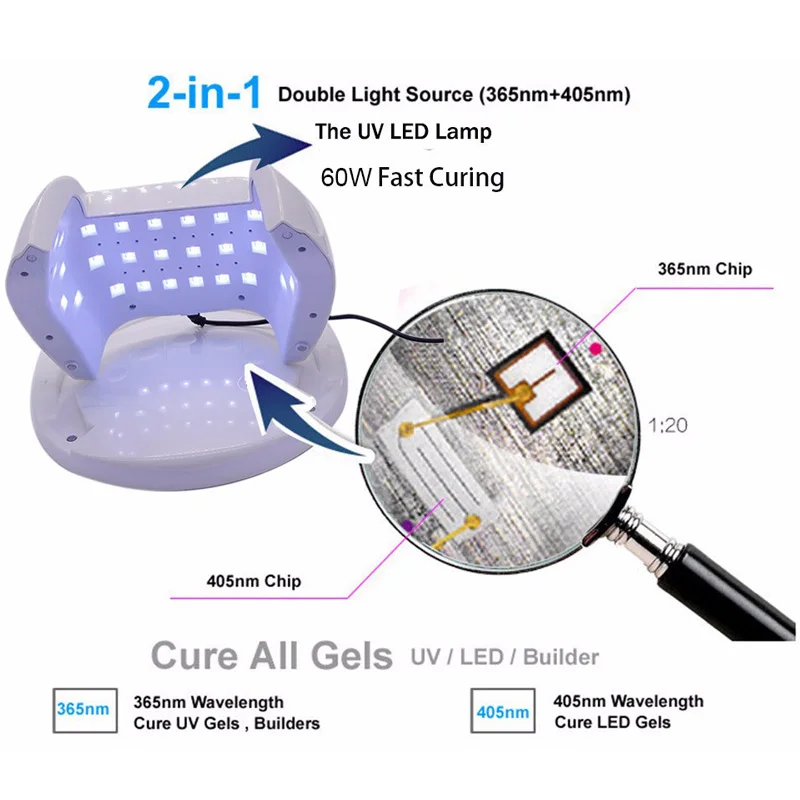 Conduziu a Lâmpada para Secador de Unhas com 4 Profissional Unha Elétrico Melhor Cura Temporizadores Unhas Arte Máquina Sun7x 60w uv 7 Cheap Secadores de unhas