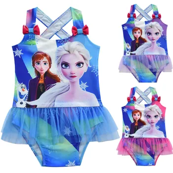 

Anna Elsa Girls Swimwear Bikini Swimsuit Snow Queen Bikini Bodysuit Princess Dress Beach Swim Suit One Piece for Girl Bathing