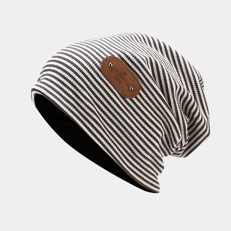 Striped Print Women Hat Ladies Autumn Winter Hats Fashion Hip-hop Slouchy Beanie Girls Chapeu Feminino Cotton Cap 5