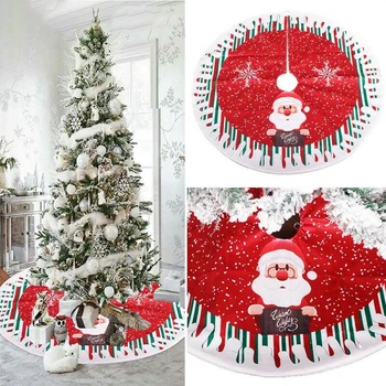 

1pc 80cm Christmas Tree Skirt Base Floor Mat Cover Christmas Tree Ornament Santa Deer Christmas Tree Skirt