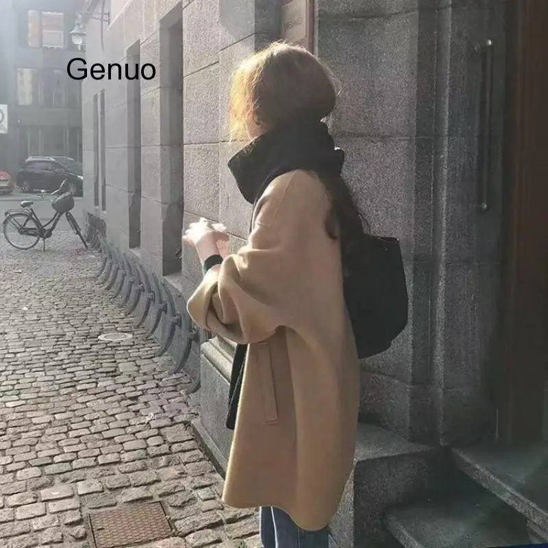 Spring Autumn Woolen Single-breasted Coat Female Mid-Long New Korean Temperament Women Popular Outerwear Woolen Coat Streetwear