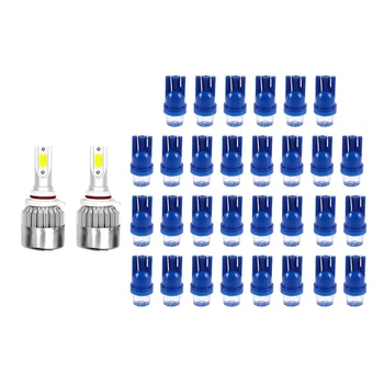 

30Pcs T10 W5W 194 168 1-Side Dashboard Tail Lamp Bulb & 2Pcs LED Headlight Bulb 72W 7600LM LED Headlight Conversion Kit