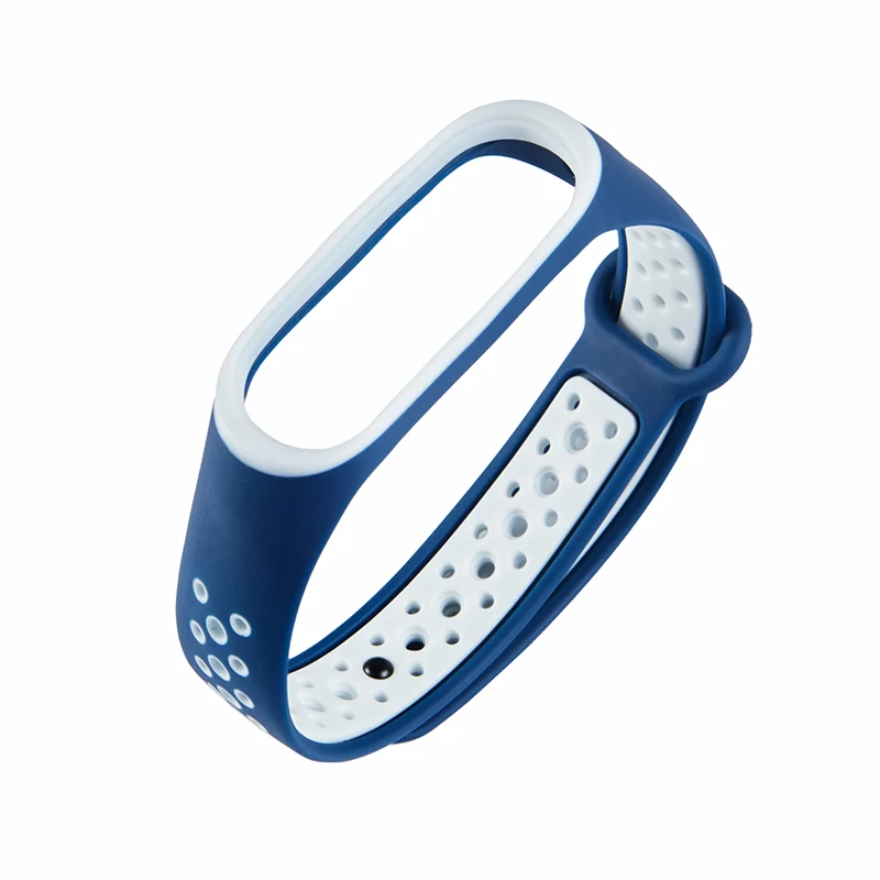 Браслет для mi Band 4 3 спортивный ремешок часы металлический силиконовый ремешок для mi band 3 4 браслет mi band 4 3 ремешок - Цвет: blue white