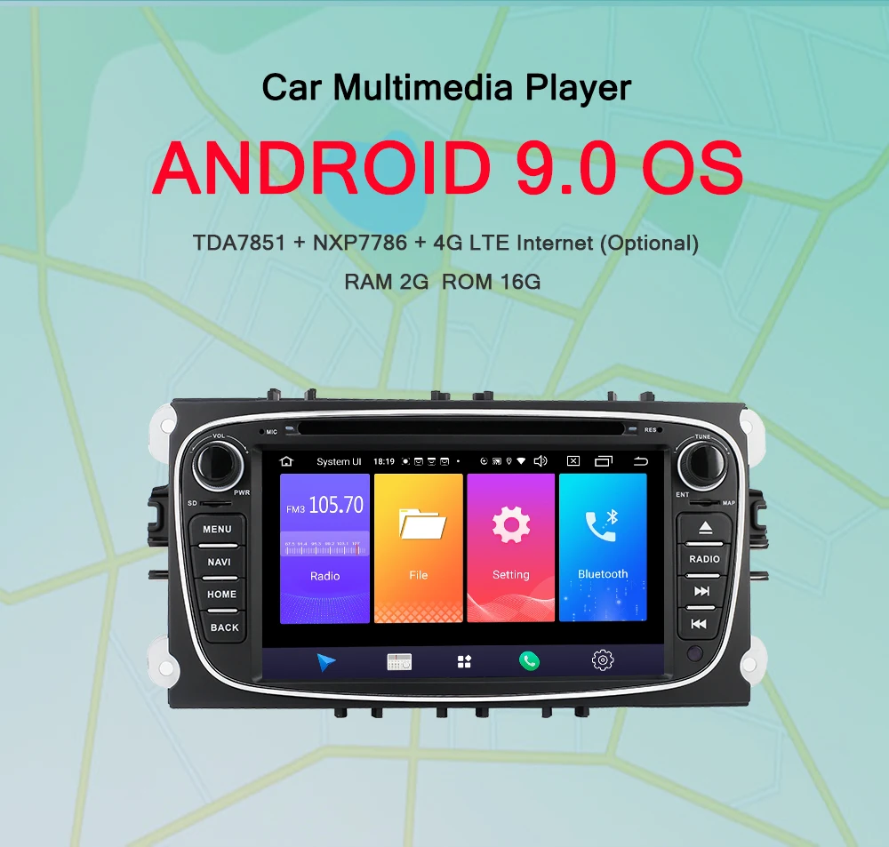 Best AUTOTOP 7" 2 Din Android 9.0 Car DVD Player for FORD/Focus/S-MAX/Mondeo/C-MAX/Galaxy with Radio RDS GPS Navigation 4G Wifi DVD 0