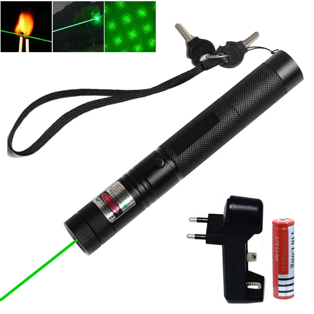 Hunting High Powerful 10000m 532nm Green Laser Sight Laser Pointer Adjustable Focus Lazer with Laser Pen Head Burning Match