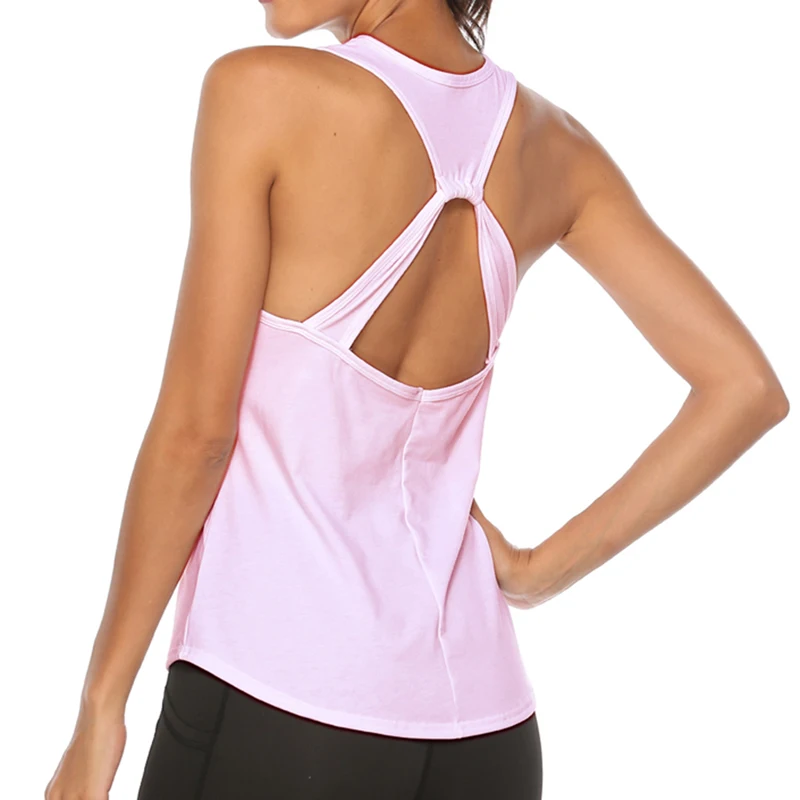 StyleA-Pink Женские спортивные топы для фитнеса, свободные топы на бретелях, мягкая одежда для йоги, спортивные без рукавов с круглым вырезом, женские штаны для бега и тренировок, жилеты для бега - Цвет: StyleA-Pink