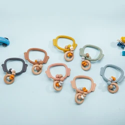 Baby Nursing Bracelets Wooden Teether Silicone Chew Beads Teething Rattles Toys Teether Montessori Bracelets
