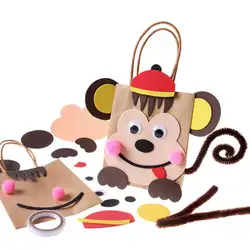 Новый 5 шт мультфильм крафт-бумажный мешок ручной материал мешок творческий DIY стикер игрушки милые животные Детская подарочная сумка