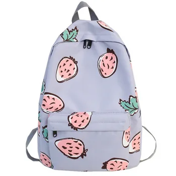 

Cute Backpack Fashion Nylon Fruit Print Backpack Women Large School Backpack for Teenage Girls Purple