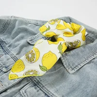 Bright Color Spring Summer Small Square Silk Scarf For Women Female Neck Scarfs Printed Lemon Hair Scarf Girls Kerchief 50X50CM 2