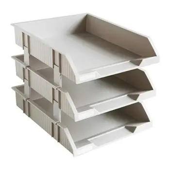

OUNONA 3-Tier Office Desk Organizer Rack Plastic Detachable File Storage Rack Office Table Document Storage Box