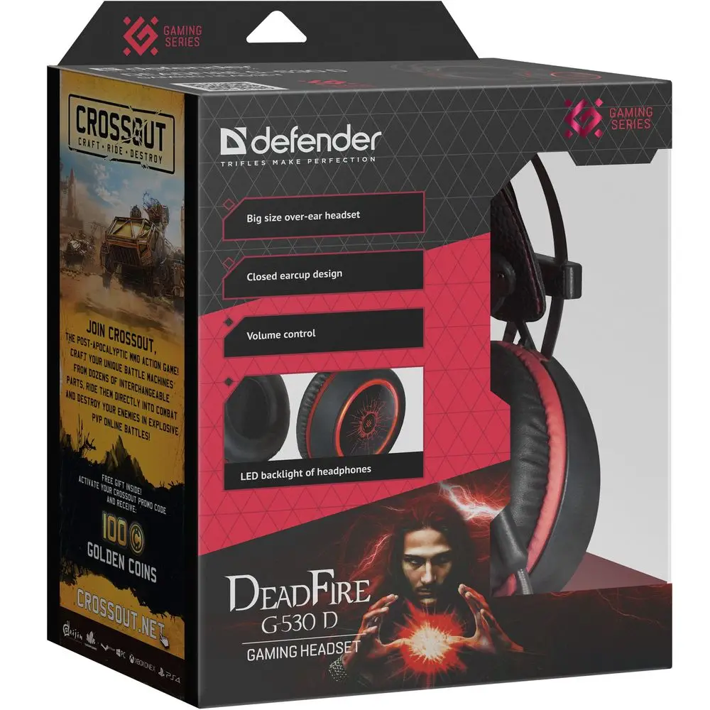Наушники DeadFire G-530D черный+красный, кабель 2,2 м