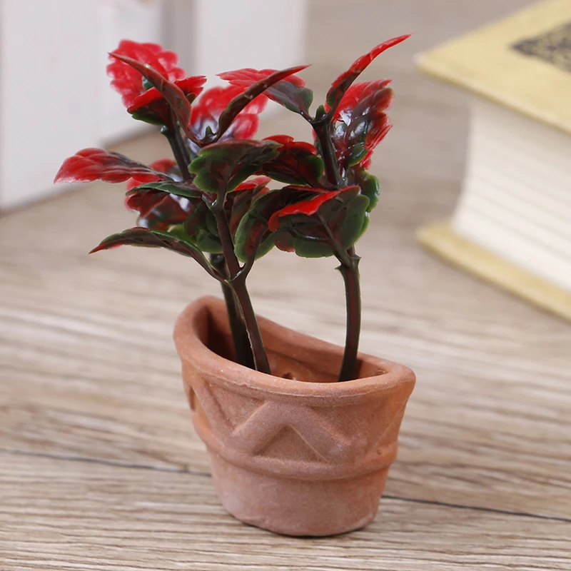 1:12 Doll House Miniature Fairy Garden Ornament Mini Potted Plant Flowers Pot DollHouse Decor Bonsai Model Kids Play Toys 11