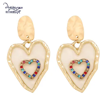 

Dvacaman Heart Drop Earrings Women Rainbow Crystal Statement Earrings Clear Transparent Resin Dangle Earrings Wholesale Jewelry
