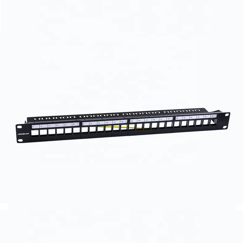 Linkwylan-em Branco Patch Panel Descarregar Vazio 24 p Painel Blindado 19 1u Rack Mount com Etiqueta Campo Cabo Bar Aterramento Fio - Imagem 5