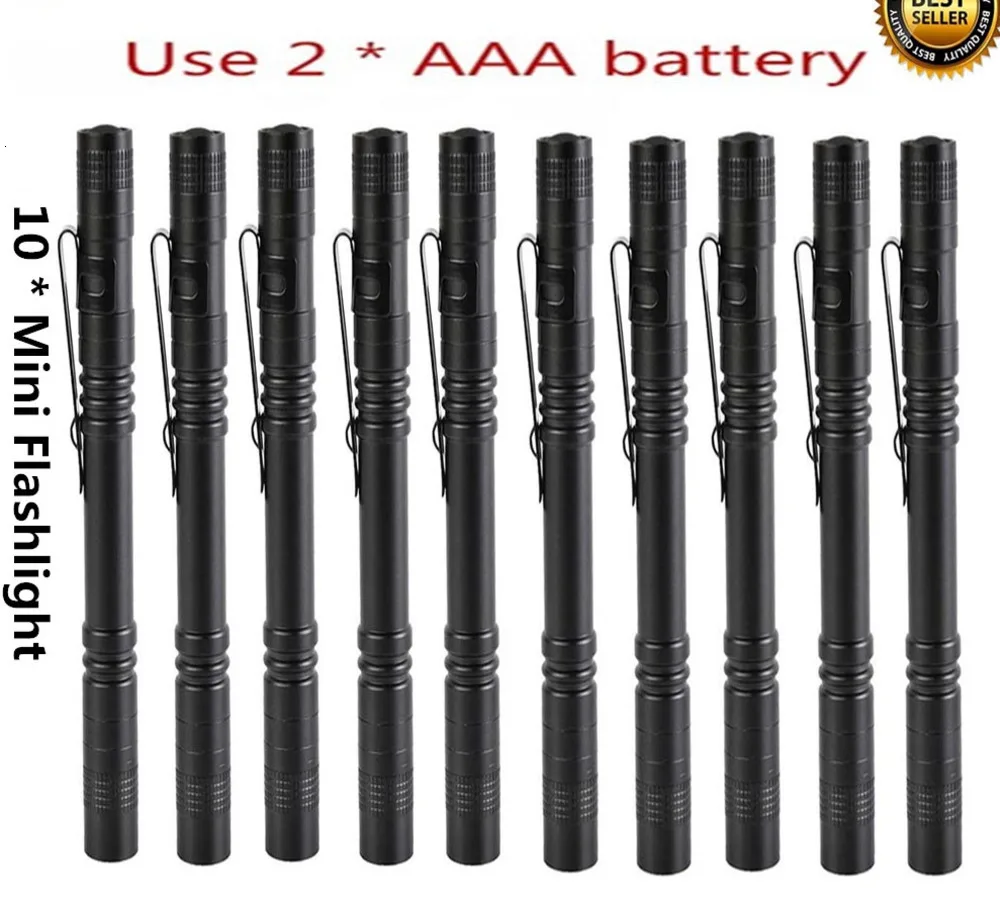 

10 Pcs new Mini Portable Small Penholder Led Flashlight Night Walking Lighting Maintenance Work Torch Aluminum Alloy Wholesell