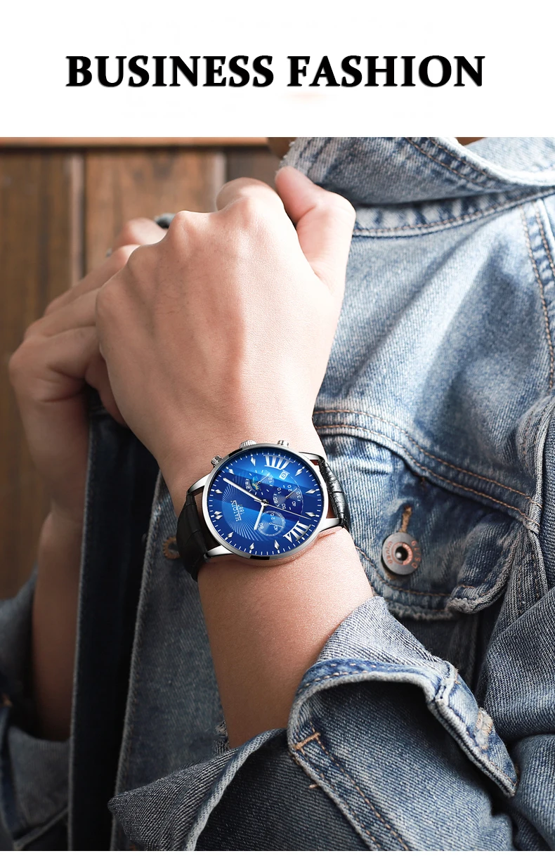 Новые HAIQIN кварцевые Военные Спортивные Роскошные водонепроницаемые часы с хронографом модные повседневные кожаные мужские часы с фазой Луны Мужские часы