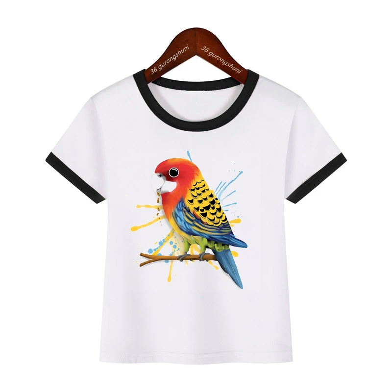 T-Shirt For Boys/Girls Funny Bird Cartoon Print Children'S Clothing Tshirts Summer Clothes White Short-Sleeved Shirts |