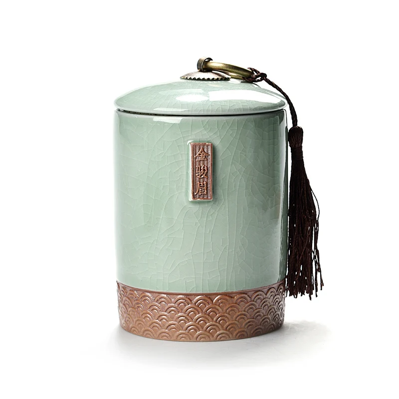 Jinjunmei Plum Green Маленькая чайная банка Caddy керамическое уплотнение для хранения чая коробка для хранения конфет кофе кухня еда Канистра чайный набор кунг-фу портативный бак - Цвет: Jinjunmei Plum Green