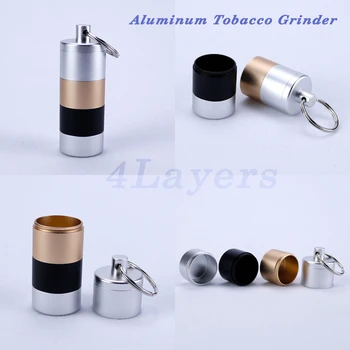 

4-layer Manual Aluminum Smoking Accessories Tobacco Hemp Pepper Cans Vaporzer Tools Silicone Box Wax Pipe Dry Herb Easy Carry