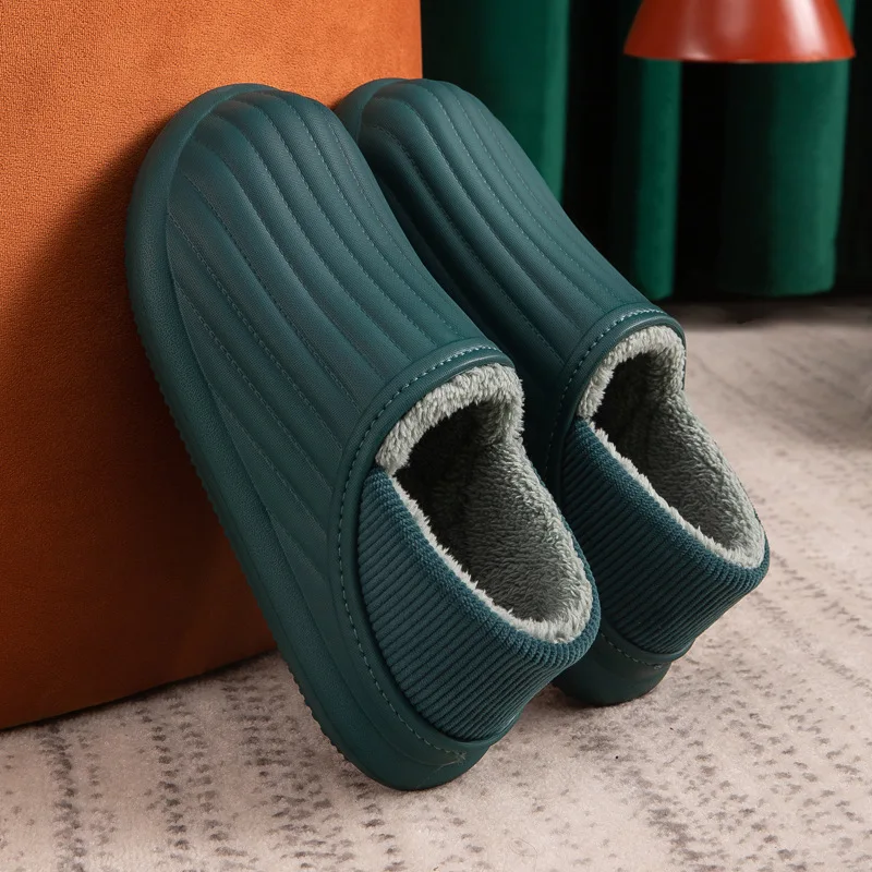 Waterproof Non-Slip Home Slippers Winter Warm Home Women Indoor Cotton Non-slips Ladies Soft Slippers Memory Foam Couples Shoes 