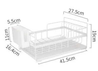1layer-white 2 яруса сушилка для посуды кухонный держатель для мытья корзина Железный Съемный нож раковина Сушилка сушилка Органайзер pf921999 - Цвет: 1layer-white