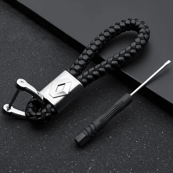 

Car styling Decoration Braided rope Keychain Key Chain Key Rings for Renault Megane Duster Logan Clio Laguna 2 Captur Emblem