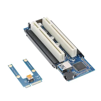 

Mini PCI-E to Dual PCI Adapter Card Mini PCIe to 2 Ports PCI Riser Expansion Card With SATA Power Cable
