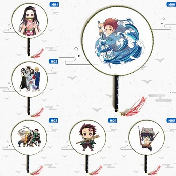 

Anime Demon Slayer Kimetsu no Yaiba Kamado Nezuko Cosplay Devil's Blade Style Round Fans with Tassel Pendant
