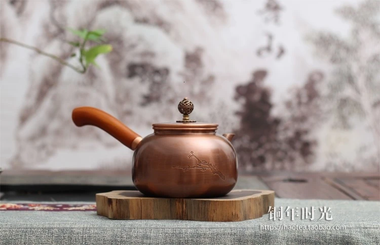 Copper side pot pure copper urgent whisker pure handmade teapot small capacity with long handle copper pot