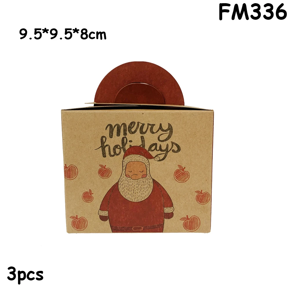 3/12 шт рождественские крафт-бумажные сумки рождественские стикеры набор лисички лося подарочные бумажные наклейки для сумок рождественские конфеты еда печенье упаковка бумажные пакеты - Цвет: FM336