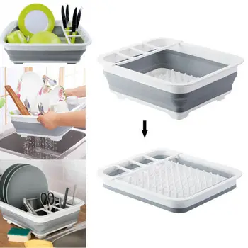 

kitchen Foldable Dish Drainer Collapsible Large Folding Bow Dish Draining Board Plates Cutlery Stand Racks