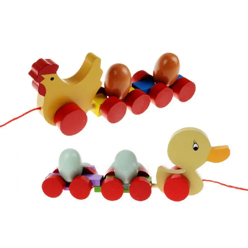 

Baby Toy Kids Wood 1pcs Wooden Toy Children Creative Wooden Chicken Duckling Trailer Kids Toys Drop Shipping Kids Best Gift Toy