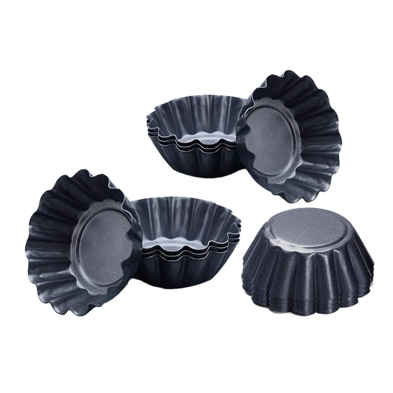 

12 Packs Egg Tart Mold, Size 2.6 x 0.9Inch, Cupcake Cake Muffin Mold Tin Pan Baking Tool, Carbon Steel