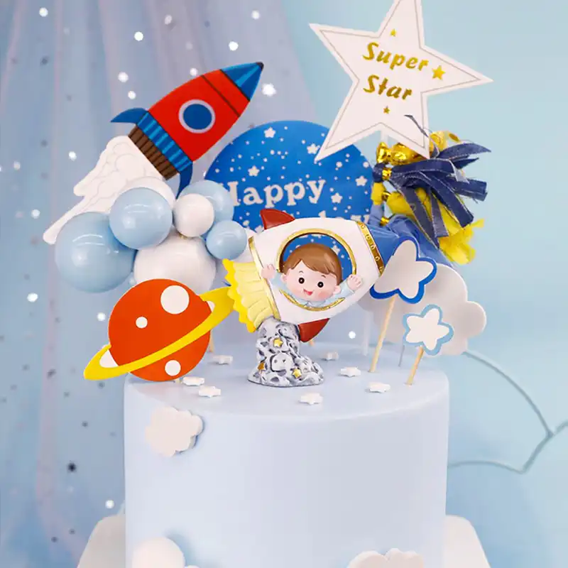 New Arrivals Astronaut Space Man Theme Cake Topper Boy Happy