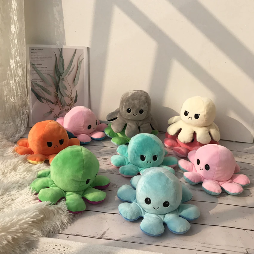 

Colorful Reversible Octopus Plush Toy Pillow Colorful Soft Simulation Poulpe Doll Cute Stuffed Plush Flip Toy Baby Gift Dropship