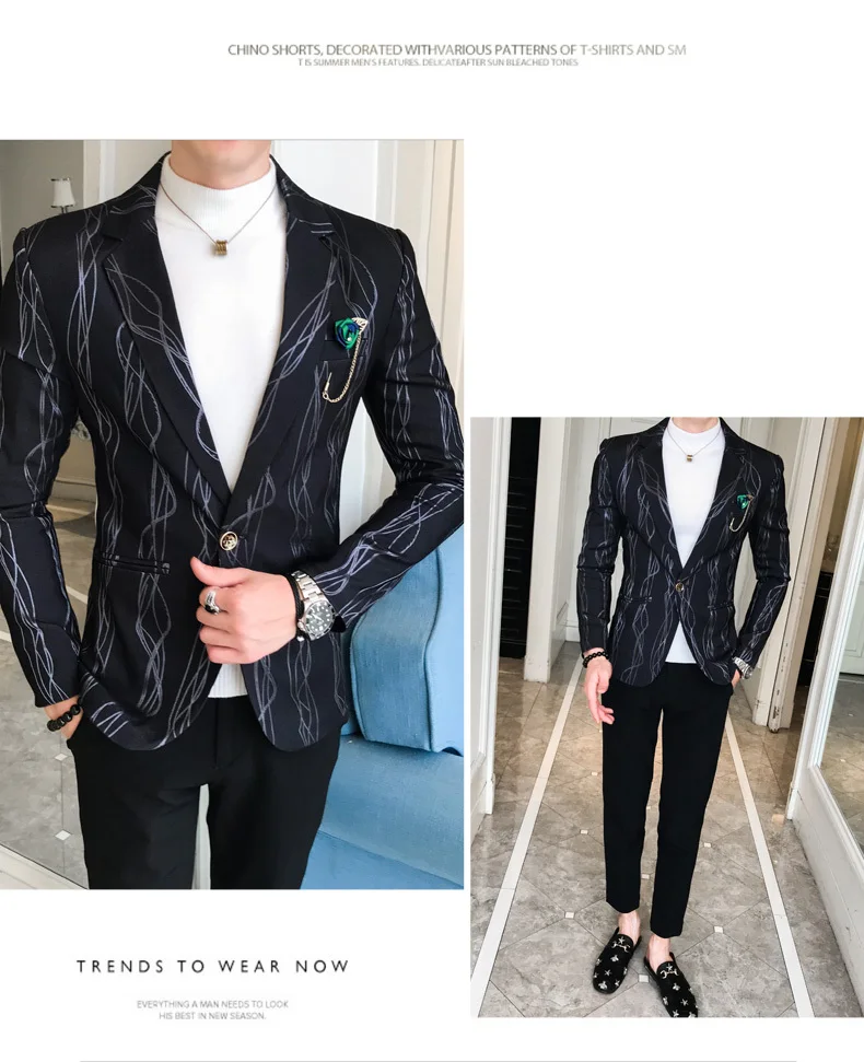 Мужские блейзеры в полоску, мужской костюм, Vestidos De Novia, Мужская офисная куртка, приталенный деловой костюм Veste Homme