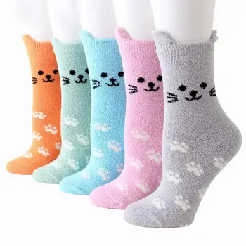 

Winter new cat coral socks Japanese cartoon cute thickened warm