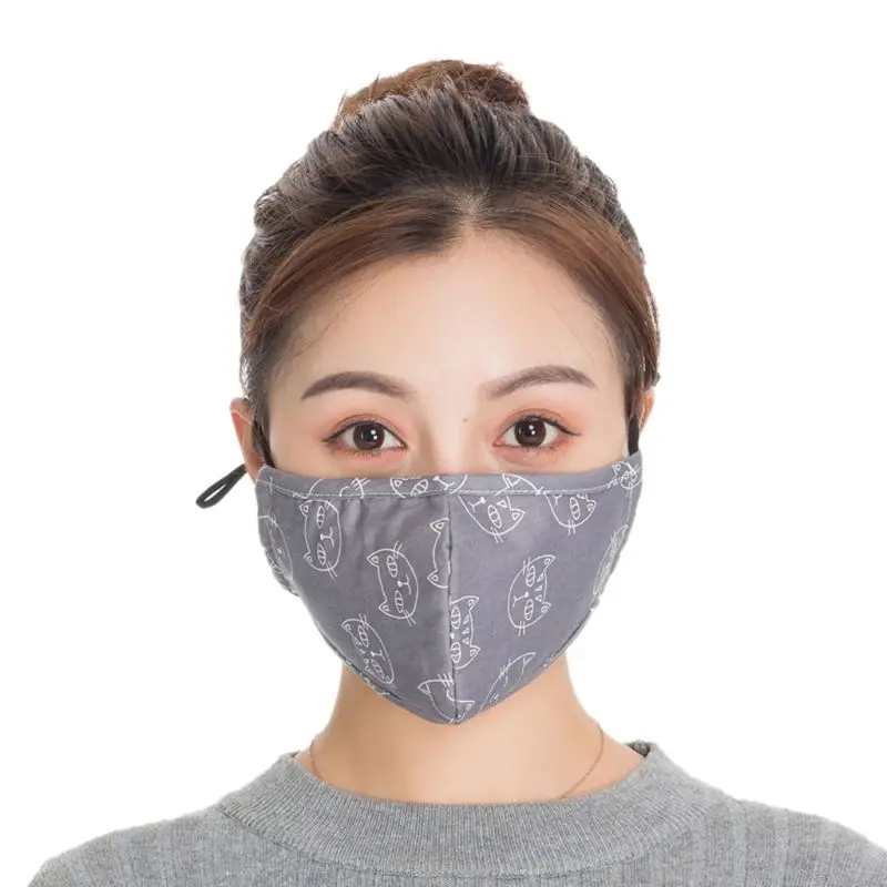 Унисекс хлопок моющийся Анти-туман трехмерная РМ2. 5 рот маска с фильтром 95AB - Цвет: H