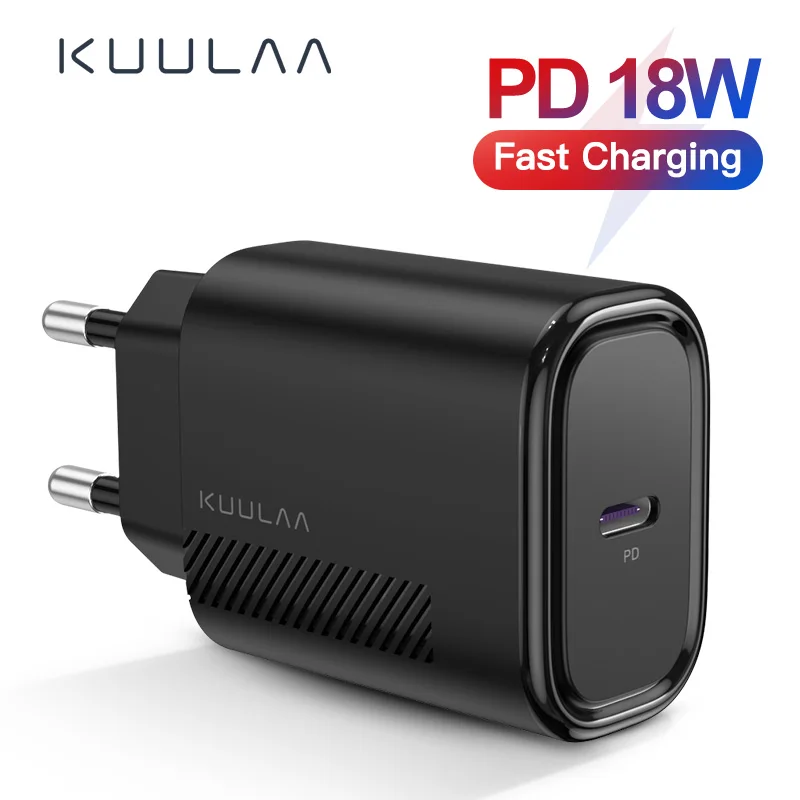 KUULAA USB зарядное устройство 18 Вт PD 3 0 Быстрая зарядка 4 C штекер для мобильного