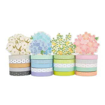 

20 Pcs Potting Flower Paper Washi Tape Set 7mm Slim Decoration Tapes Dot & Plaid Diary Sticker Scrapbooking Stationery