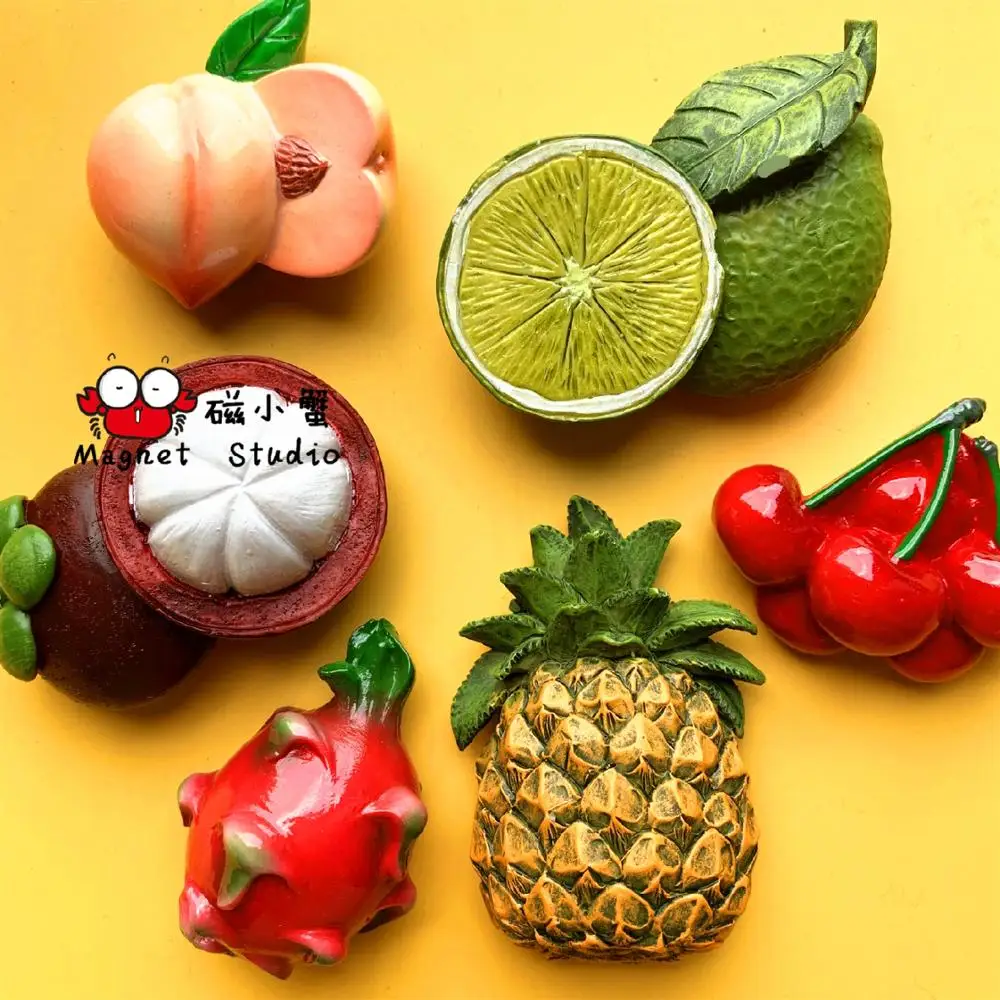 Креативный фруктовый имитирующий холодильник mangosteen лимон ананас черешня 3D стерео магнит милый мультфильм бумага фото наклейка