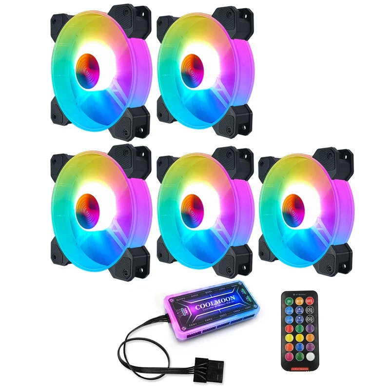 COOLMOON F YH чехол для компьютера PC охлаждающий вентилятор RGB Настройка 120 мм тихий + ИК