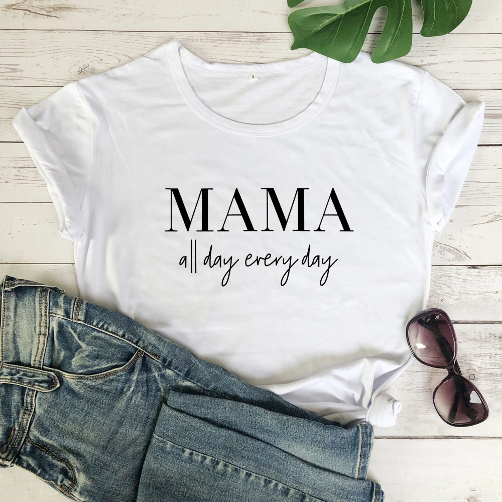 MAMA All Day each футболка смешная женская из чистого хлопка Tumblr мама жизнь, подарок футболка Повседневная С буквенным принтом слоган футболки топы размера плюс