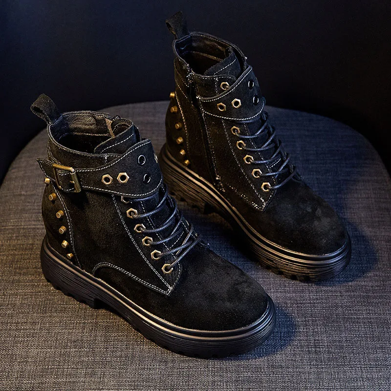 

2019 Autumn & Winter New Style British Style Thick Bottomed Genuine Leather Martin Boots WOMEN'S Boots nv pi xue Sub-Fashion