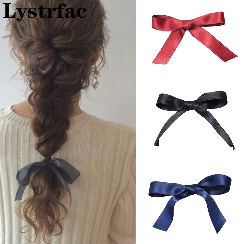 Lystrfac 2Pcs/Bag Ribbon Bow Hairpin for Women Girls Hairclip Headdress Bangs Bow Hairgrips Back Head Retro Hair Accessories 5 1 2pcs vintage ins diy scrapbooking materials retro paper label little books paper for journaling album notebook diary decor