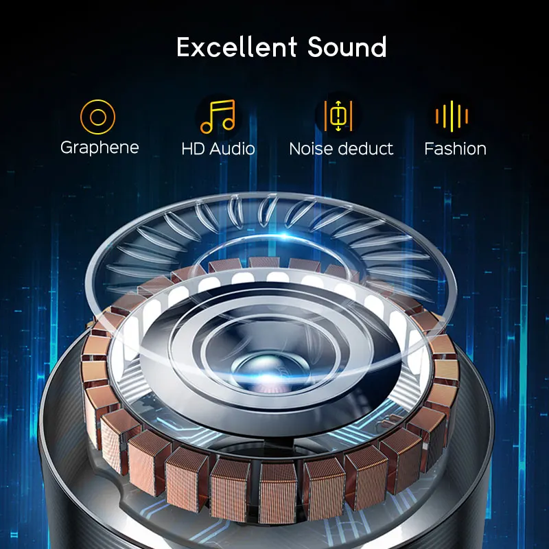 Улучшенная версия сенсорных беспроводных наушников стерео звук Bluetooth V5.0