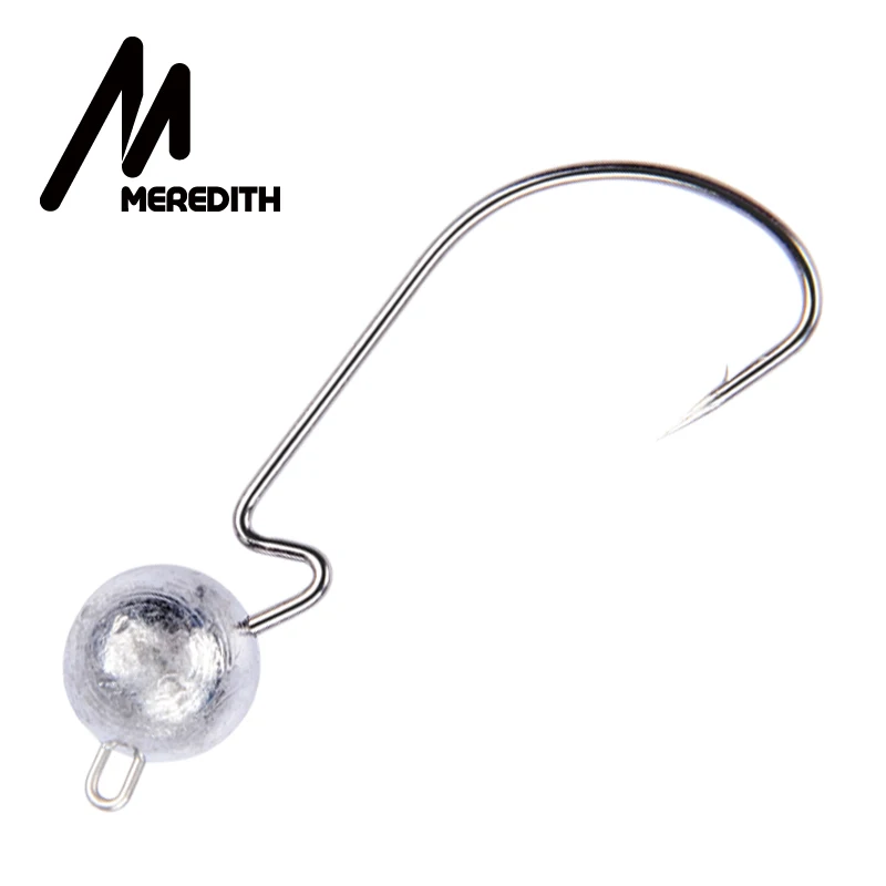 

MEREDITH 10pcs/Lot Wide Crank Offset Fishing Hook Lead Jig Head Fishhook For Soft Worm Lure 3.5g-14g Barbed Carp Fishing Hooks