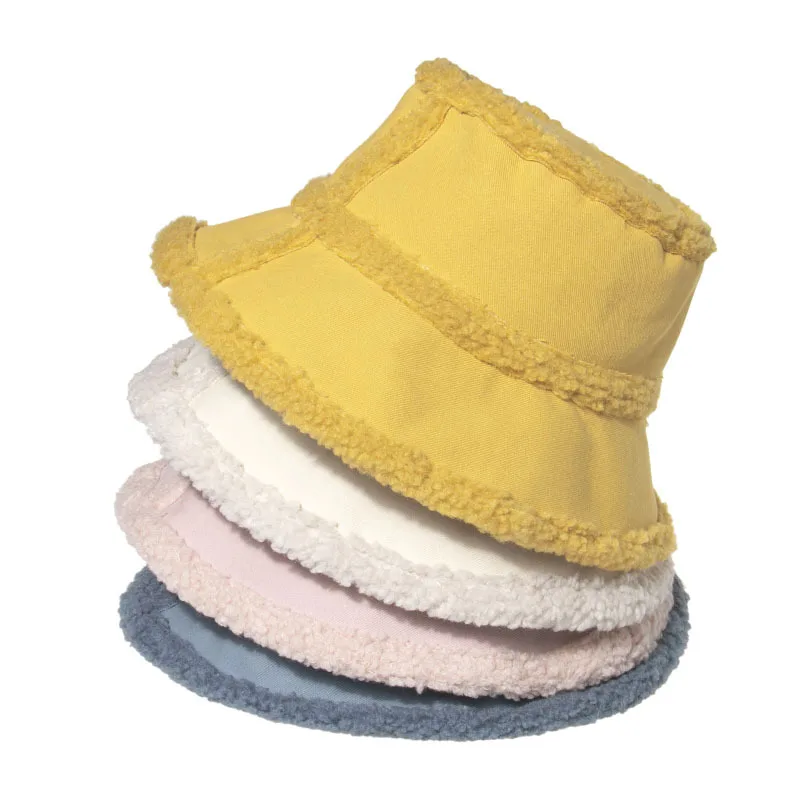 

YSYX Autumn Winter Lamb Wool Fisherman Hat Women Japanese Korean Style Warm Basin Hat Student All-match Painter Cap Hot YS:1035