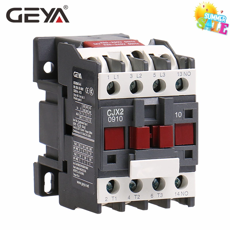 GEYA CJX2-0910 1210 1810 Din Rail магнитный контактор переменного тока 220V или 380VAC 3-полюсный 9A 12A